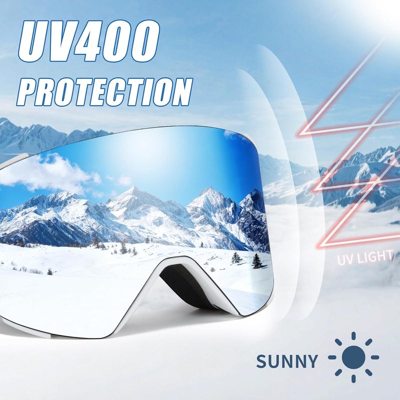 MXJ Gear Ski Goggles OTG for Women Men Adult Youth,YH693C Magnetic Snowboard Goggles,Winter Snow Goggles for Skiing Skating - Image 5